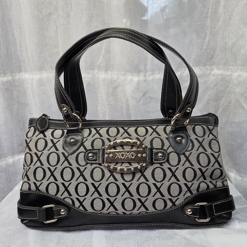 Vintage Y2K XOXO Monogram Jacquard Shoulder Bag - Black/Grey